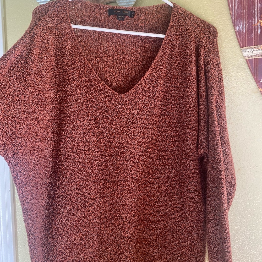 Love Tree V-Neck Sweater - Rich Brown - Picture 2 of 5